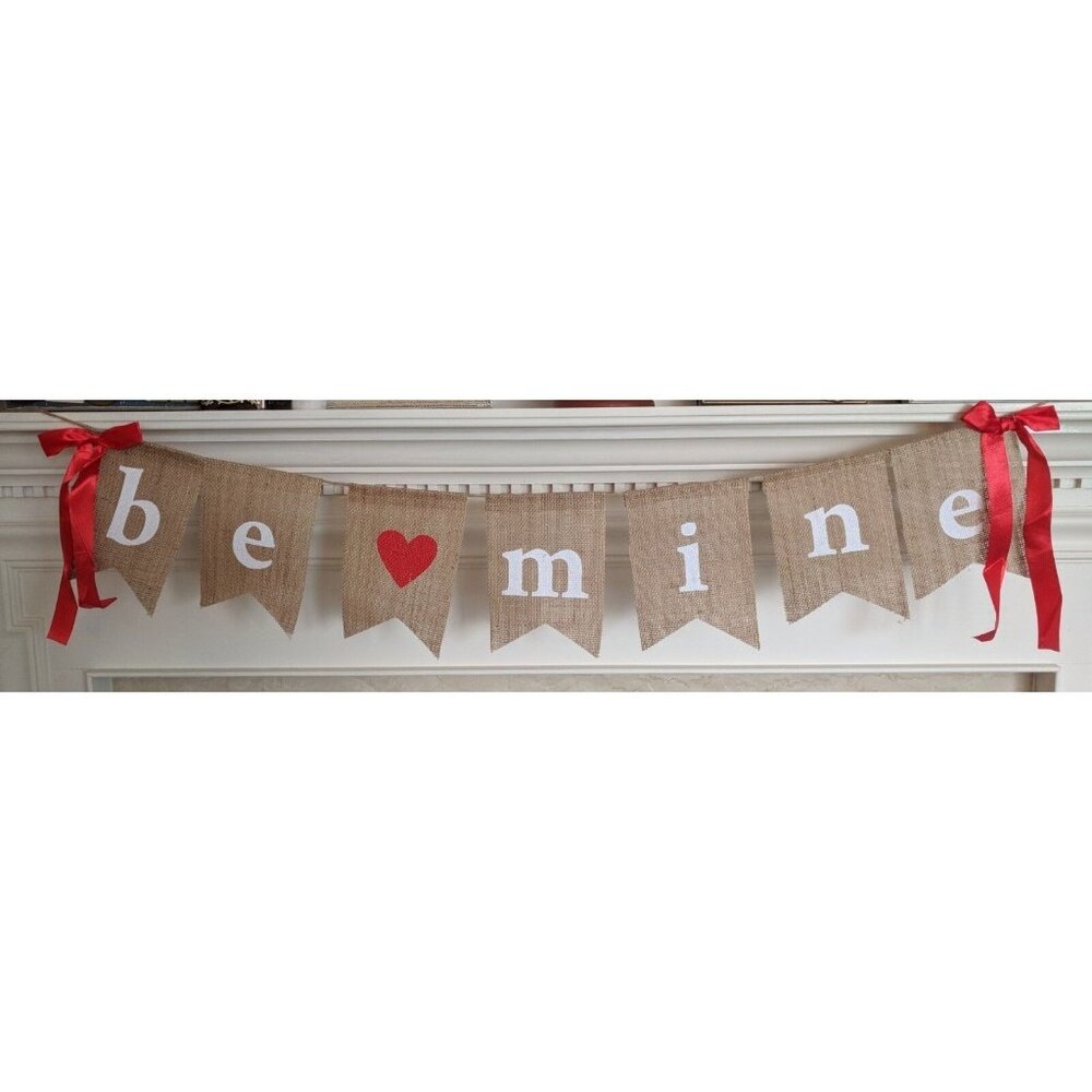 BE MINE Burlap Banner - Valentine's Day Engagement Prop Wedding Reception Decor